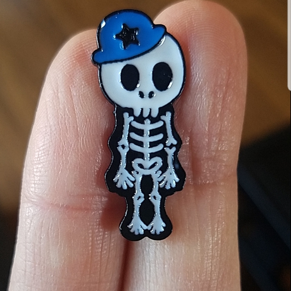 *2 for $13* Baby Boy Skeleton w Blue Hat Pin